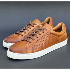 Magnanni Jose II Perforated Sneaker Cognac Brown Leather Men's Size 9 US